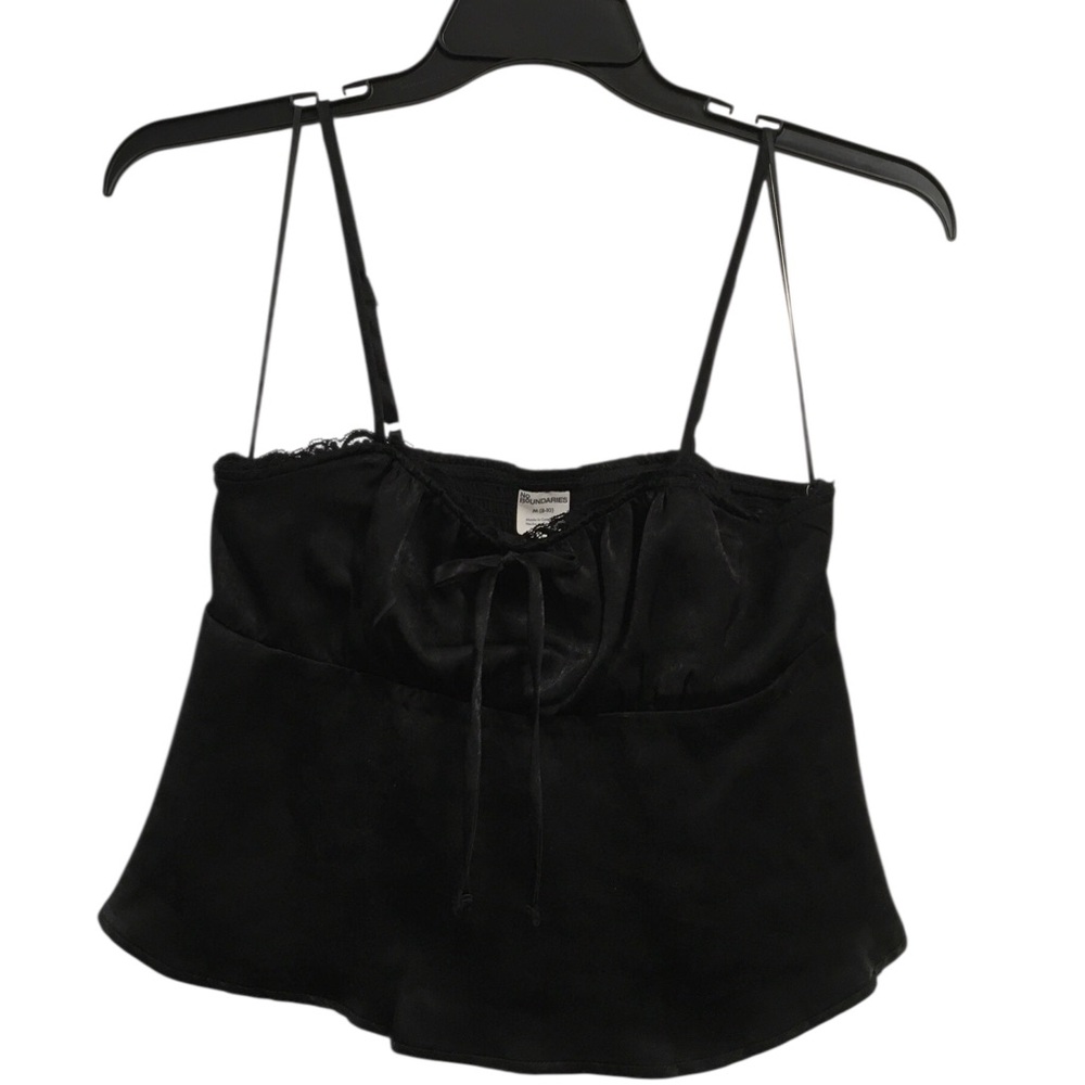 NEW Black Satin Spaghetti Strap Cami Top